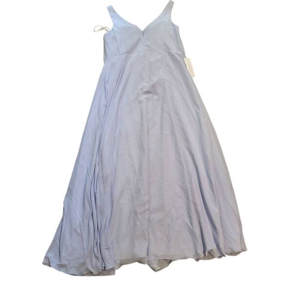 NWT Azazie Dress Women's 20 Blue Ice Periwinkle Chiffon Long Sleeveless V Neck - Picture 3 of 8